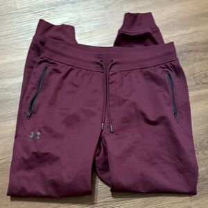 Men’s LG Maroon Joggers with Zipper Detail